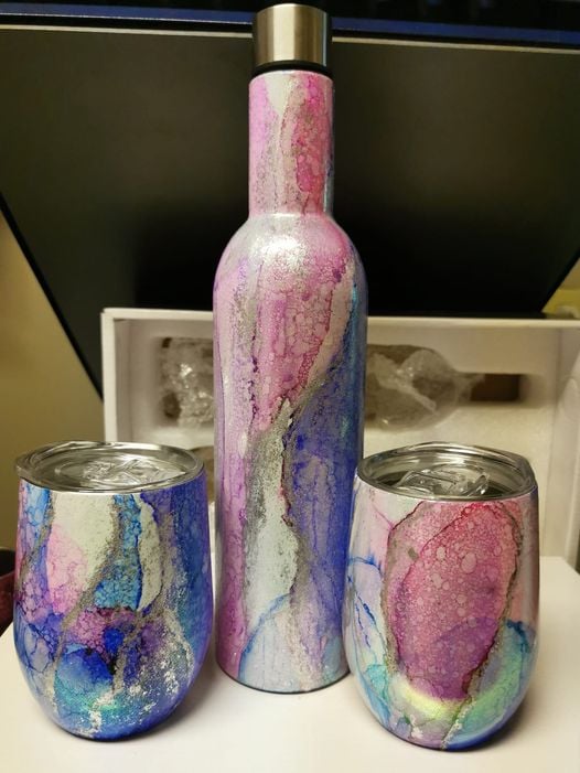 Alcohol ink Wine Set