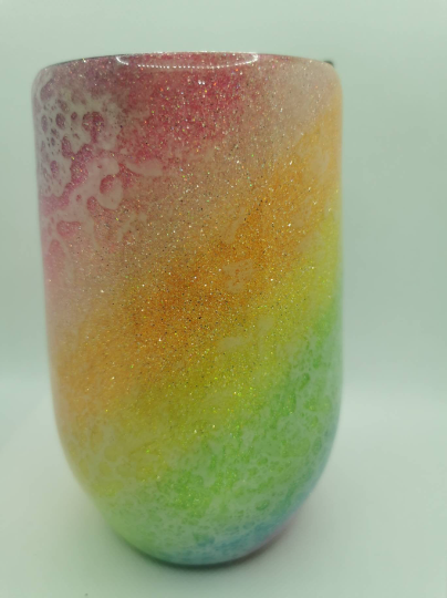 Rainbow sorbet wine cup with soap bubble effect