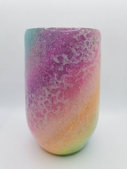 Rainbow sorbet wine cup with soap bubble effect