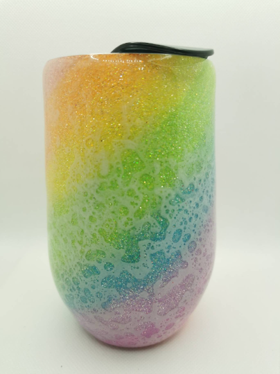 Rainbow sorbet wine cup with soap bubble effect