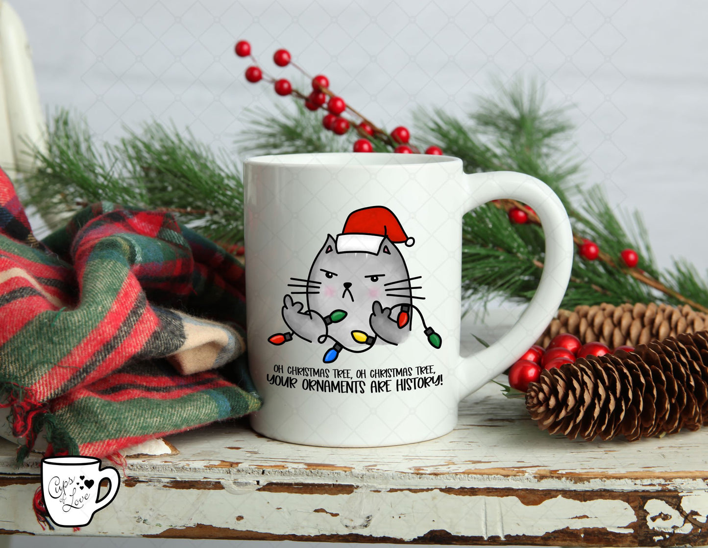 Grumpy Christmas Cat MUG