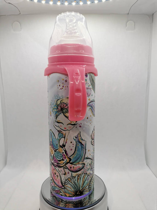 Pink bottle with weighted straw