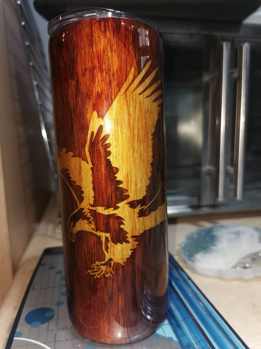 Inlayed Wood Look Eagle Tumbler